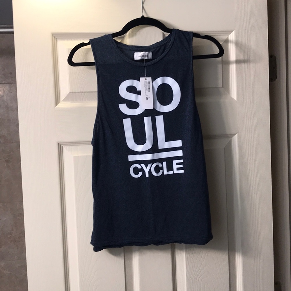 NWT Soulcycle Navy Marble Muscle Tank $52 Large